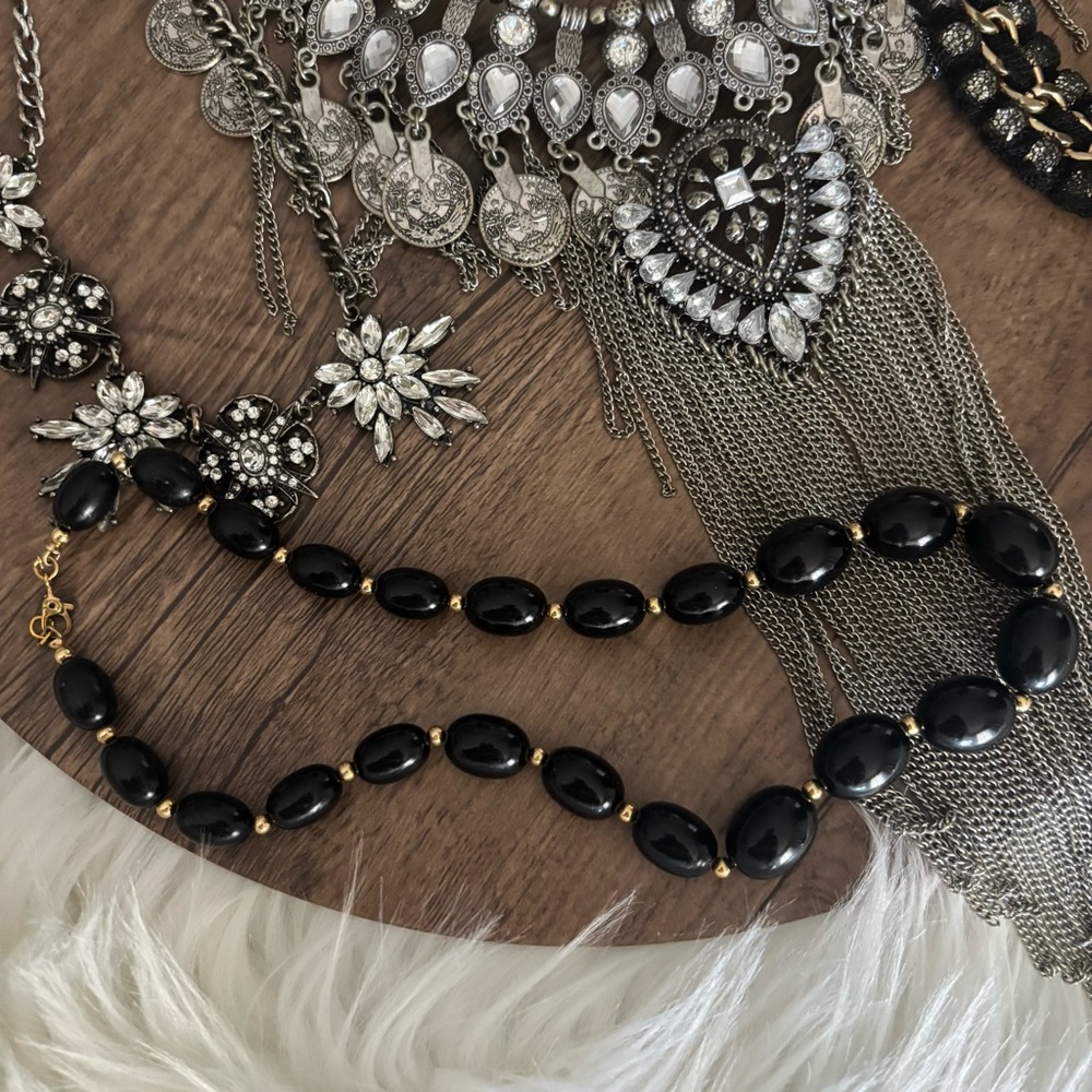 Statement Black And Silver Multi-Layer Necklace S… - image 6